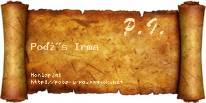 Poós Irma névjegykártya